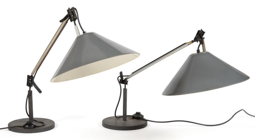 PAIR OF ENZO MARI AND GIANCARLO FASSINA FOR ARTEMIDE "AGGREGATO TAVOLO" POST-MODERN TABLE LAMPS