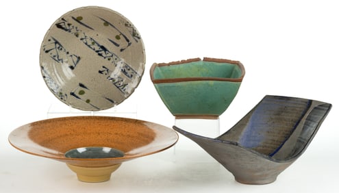 ASSORTED STUDIO POTTERY BOWLS, LOT OF FOUR