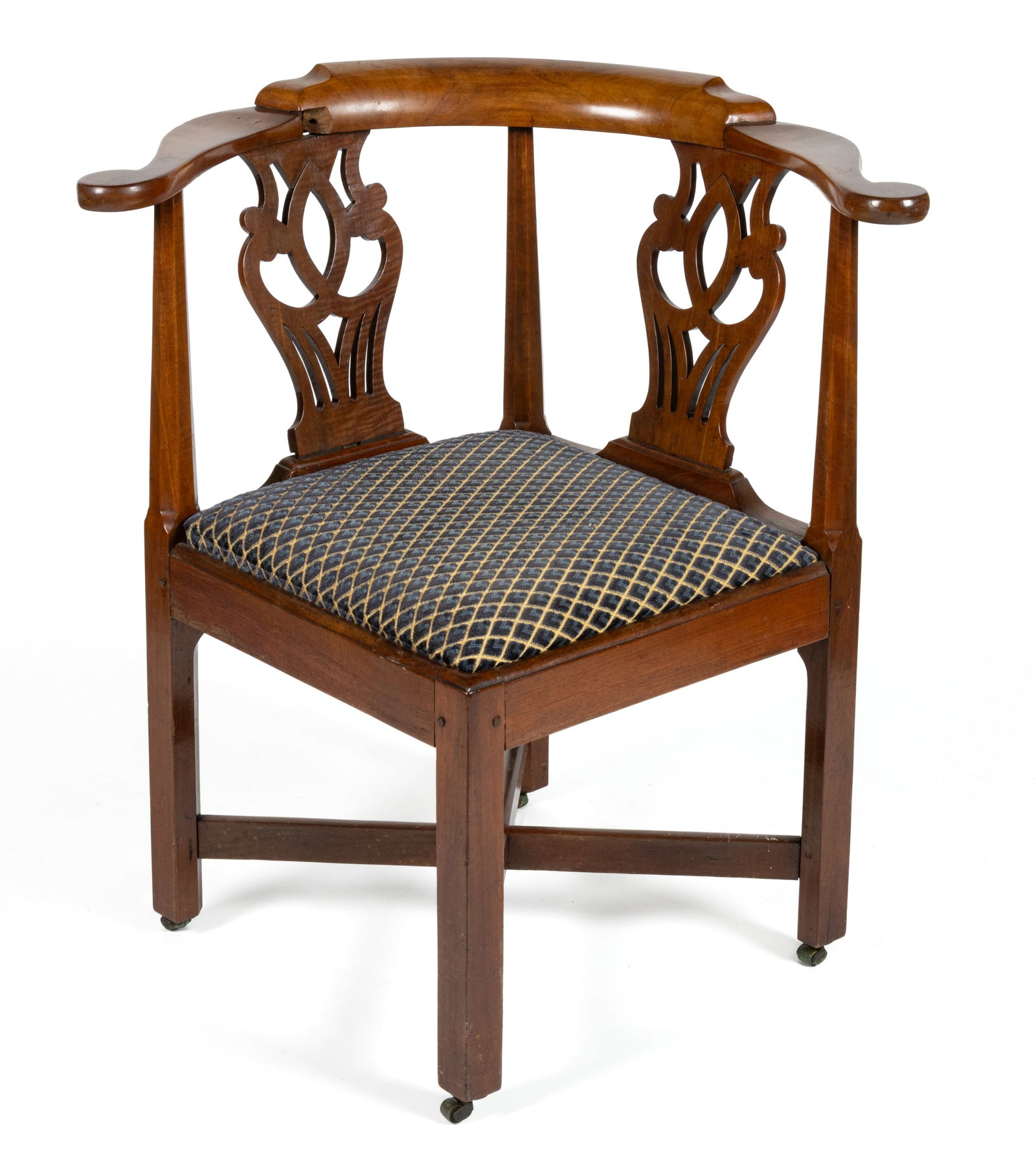 ENGLISH CHIPPENDALE MAHOGANY CORNER CHAIR (1 of 4)