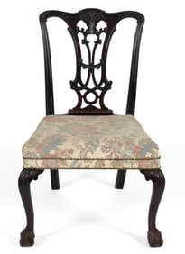 ENGLISH GEORGIAN CARVED MAHOGANY SIDE CHAIR