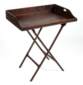 GEORGIAN MAHOGANY BUTLER'S TRAY WITH STAND / SILENT BUTLER