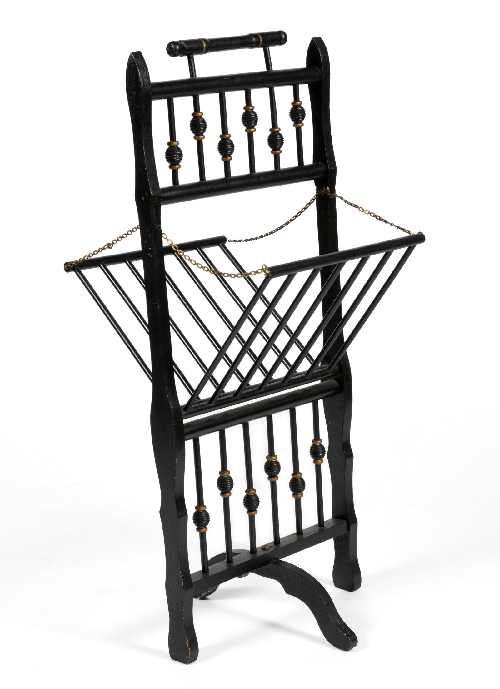 ENGLISH VICTORIAN PAINTED WOODEN FOLDING MAGAZINE RACK (1 of 3)