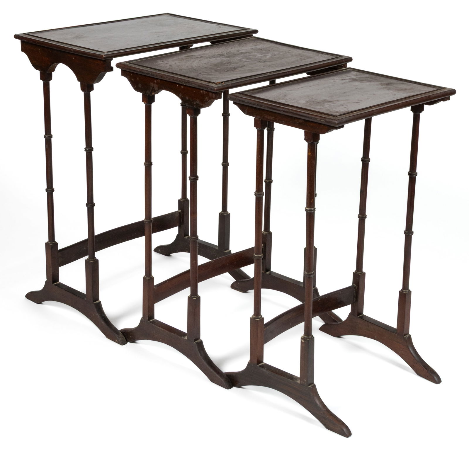ENGLISH REGENCY MAHOGANY NESTING TABLES, SET OF THREE (1 of 4)