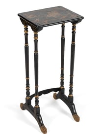 ENGLISH CHINOSERIE GILT-DECORATED LACQUERED / JAPANNED SIDE / NESTING TABLE