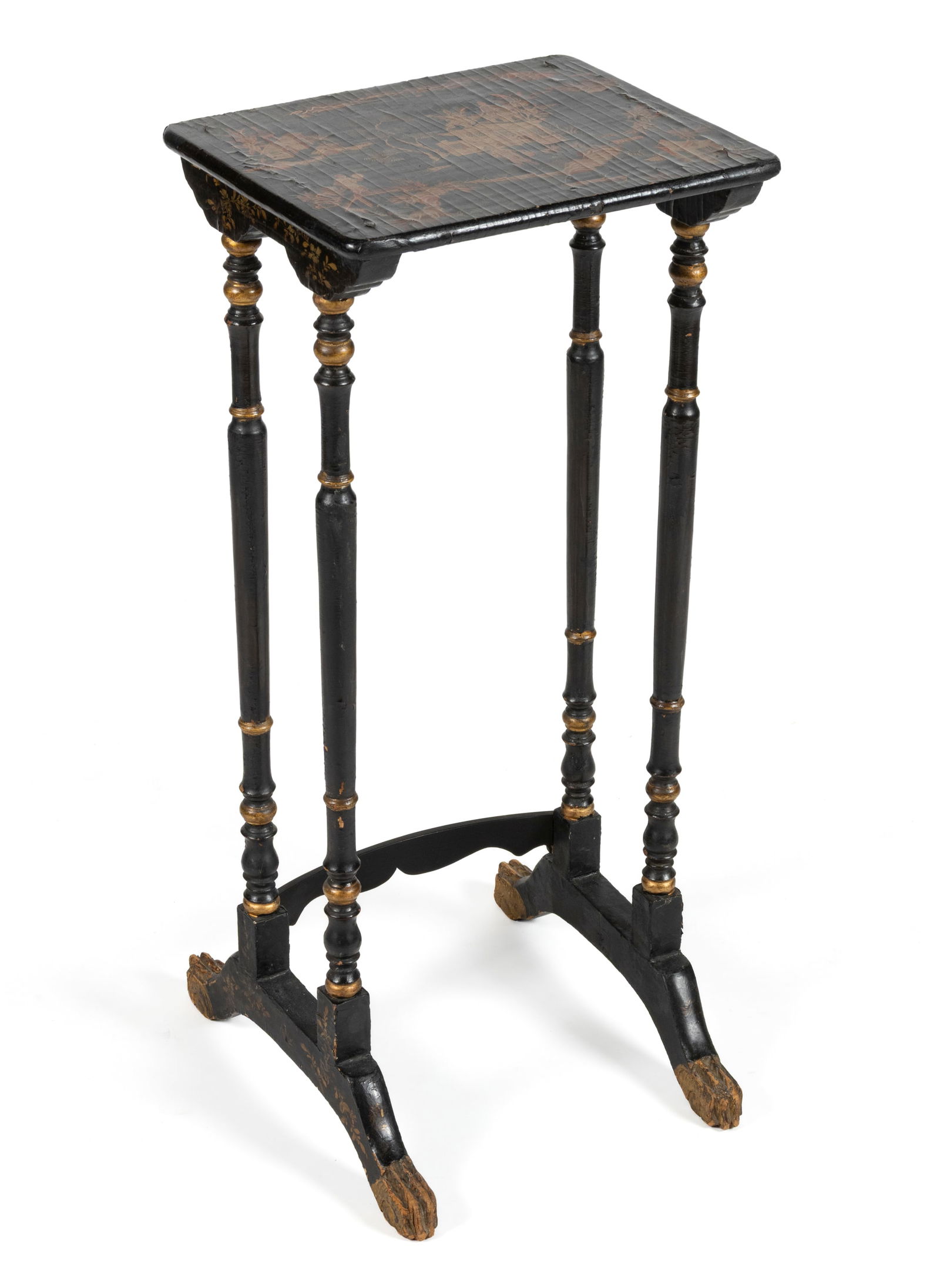 ENGLISH CHINOSERIE GILT-DECORATED LACQUERED / JAPANNED SIDE / NESTING TABLE (1 of 3)
