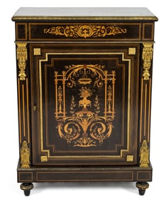 MANNER OF HERTER BROTHERS NAPOLEON III STYLE INLAID MAHOGANY PARLOR CABINET