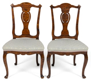PAIR OF DUTCH MARQUETRY-INLAID SIDE CHAIRS