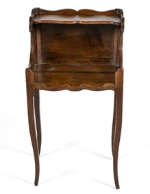 FRENCH PROVINCIAL LOUIS XV OAK BEDSIDE STAND / END TABLE