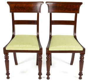 PAIR OF LIKELY BALTIMORE, MARYLAND CLASSICAL MAHOGANY KLISMOS SIDE CHAIRS