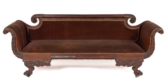 AMERICAN CLASSICAL CARVED MAHOGANY SOFA