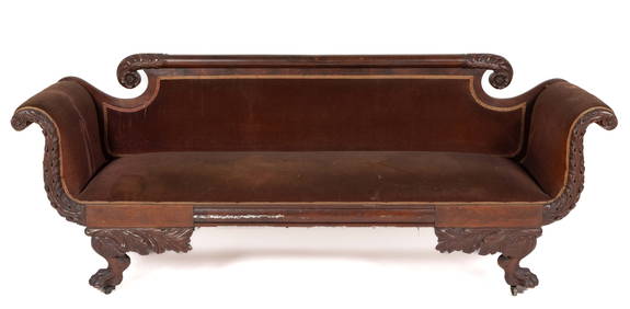 AMERICAN CLASSICAL CARVED MAHOGANY SOFA (1 of 3)