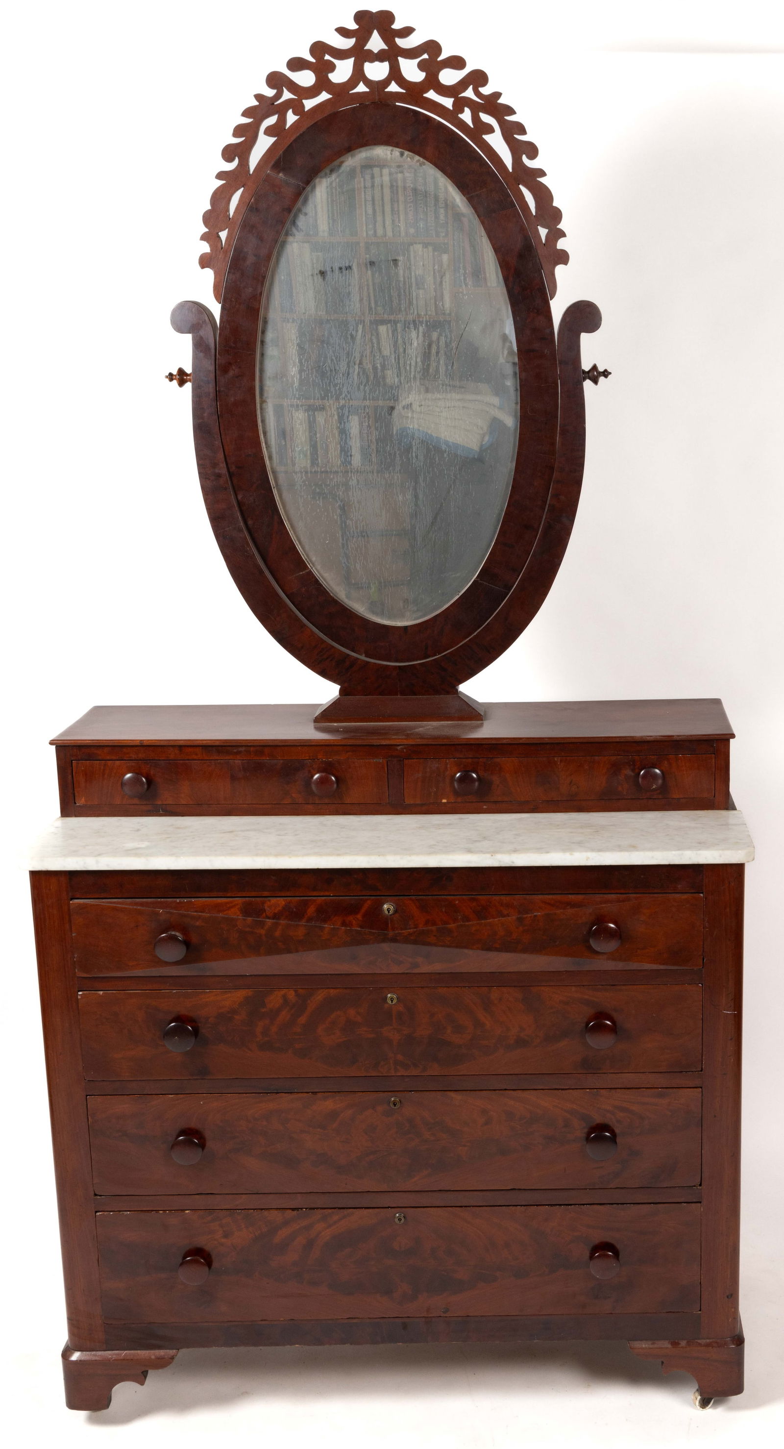 AMERICAN VICTORIAN MAHOGANY-VENEERED MARBLE-TOPPED DRESSER (1 of 4)