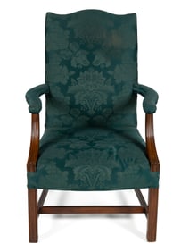 REPRODUCTION CHIPPENDALE-STYLE MAHOGANY LOLLING CHAIR