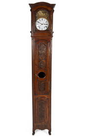FRENCH LOUIS XV CARVED FRUITWOOD TALL-CASE CLOCK (1 of 7)