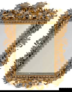 CONTINENTAL, PROBABLY ITALIAN, ROCOCO OVERSIZED GILTWOOD MIRROR: CONTINENTAL, PROBABLY ITALIAN, ROCOCO OVERSIZED GILTWOOD MIRROR, gesso and gilt decoration over a carved softwood substrate, featuring elaborate scrolled acanthus leaves with scattered floral elements