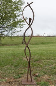 LARGE SCALE CONTEMPORARY ABSTRACT IRON GARDEN SCULPTURE
