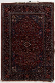SEMI-ANTIQUE PERSIAN KASHAN SCATTER RUG