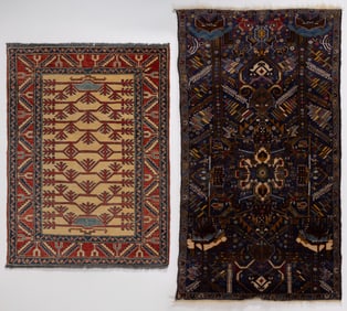CONTEMPORARY TRIBAL-STYLE SCATTER RUGS, LOT OF TWO