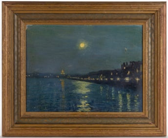 AMERICAN OR EUROPEAN SCHOOL (19TH / 20TH CENTURY) IMPRESSIONIST NIGHT RIVER SCENE