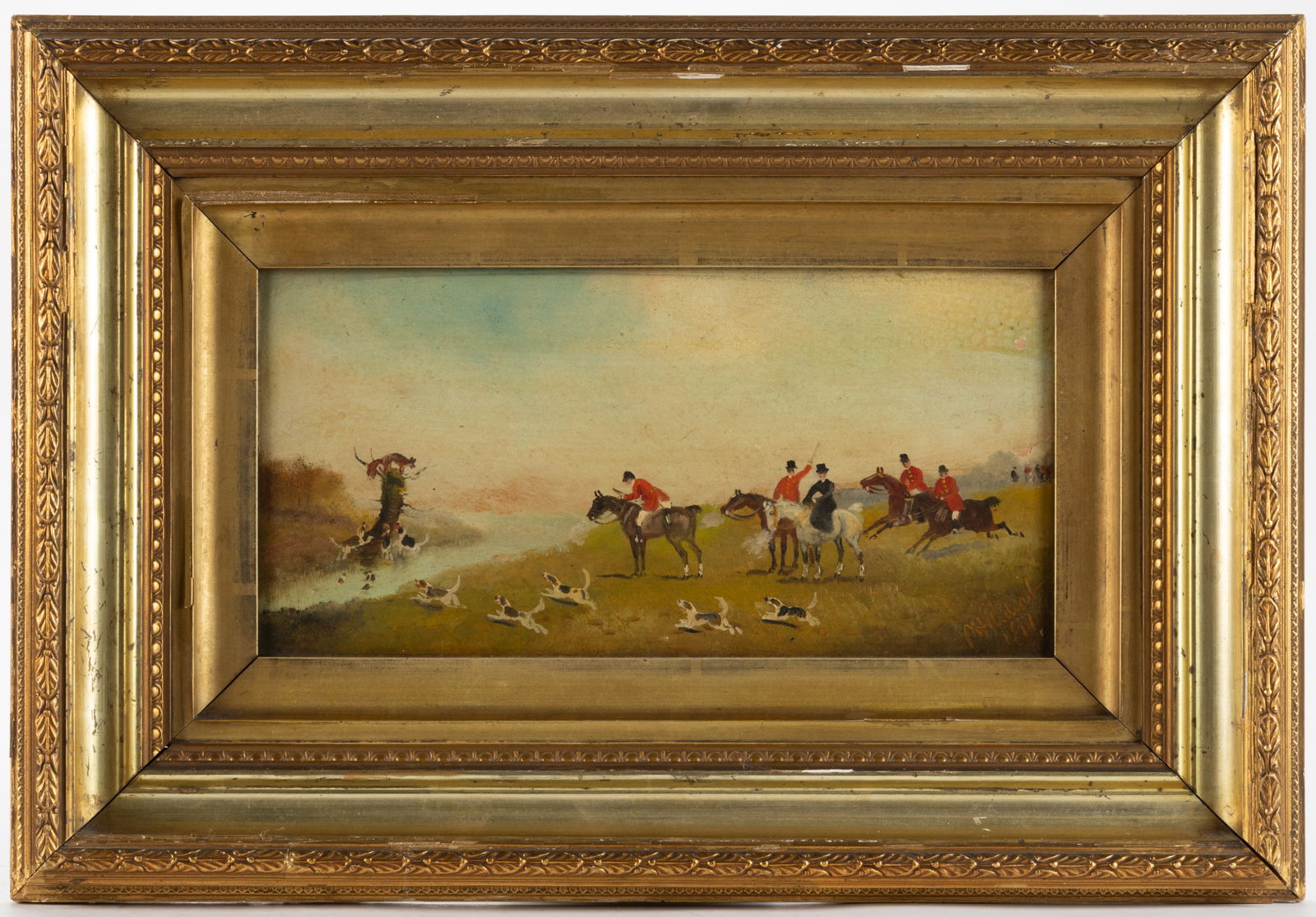 AMERICAN OR BRITISH SCHOOL (19TH CENTURY) FOX HUNTING SCENE (1 of 4)