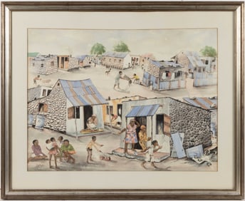 PHOSHOKO DAVID MOGANO (SOUTH AFRICAN, 1932-2000) TOWNSHIP STREET SCENE