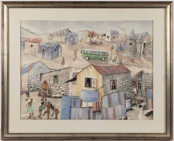 PHOSHOKO DAVID MOGANO (SOUTH AFRICAN, 1932-2000) TOWNSHIP STREET SCENE