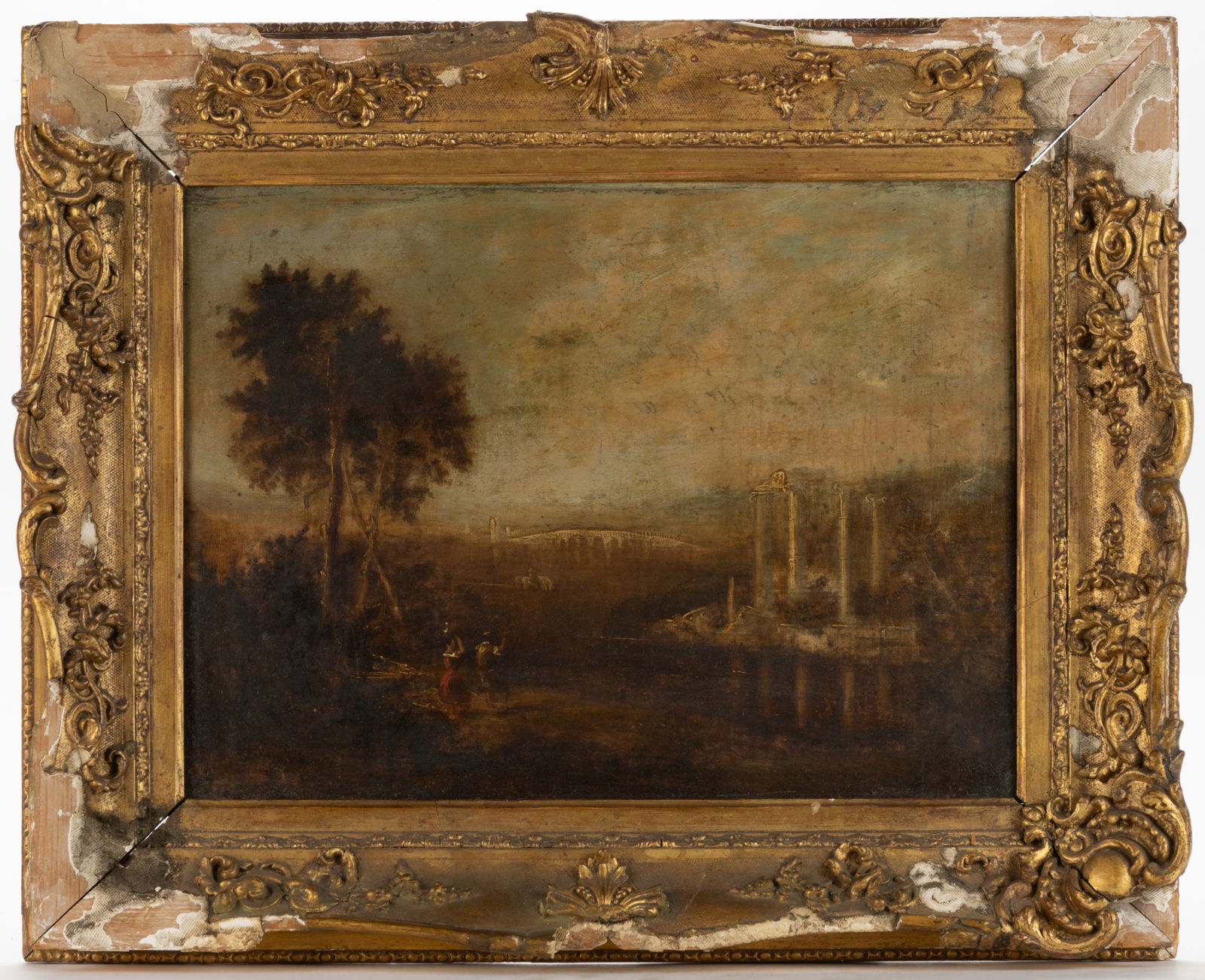 BRITISH SCHOOL (19TH CENTURY) CLASSICAL LANDSCAPE PAINTING (1 of 3)