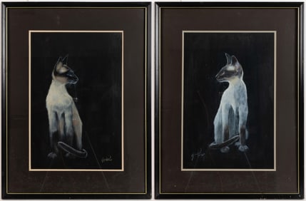 WAYNE FULCHER (NORTH CAROLINA / VIRGINIA, 1939-2016) CAT PORTRAITS, PAIR