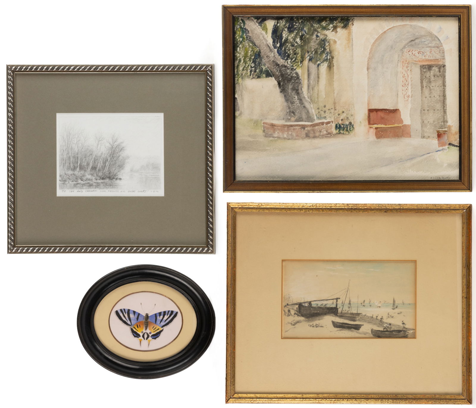 ASSORTED AMERICAN / EUROPEAN PAINTINGS / DRAWINGS, LOT OF FOUR (1 of 7)