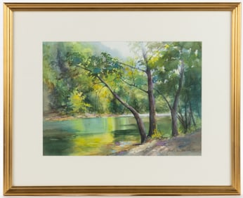 PATTI MACHALE BARTOL (MECHANICSVILLE, VIRGINIA, ACTIVE 20TH / 21ST CENTURY) WOODLAND STREAM PAINTING