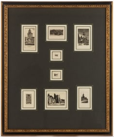 JOHN TAYLOR ARMS (AMERICAN, 1887-1953) MINIATURE / BROOCH ENGRAVINGS, LOT OF EIGHT