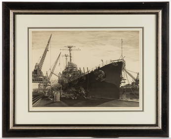 JOHN TAYLOR ARMS (AMERICAN, 1887-1953) BATTLESHIP ETCHING (1 of 4)