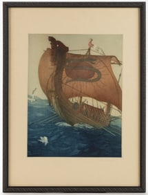 JOHN TAYLOR ARMS (AMERICAN, 1887-1953) "THE DRAGON SHIP" ETCHING