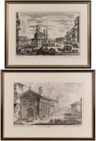 GIOVANNI PIRANESI (ITALIAN, 1720-1778) VIEWS OF ROME / ARCHITECTURAL ETCHINGS, LOT OF TWO