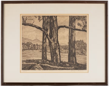 LUIGI LUCIONI (ITALIAN-AMERICAN, 1900-1988) "DOMINATING TREES" PRINT