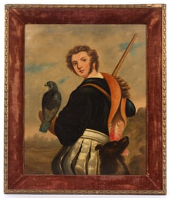 AMERICAN OR EUROPEAN SCHOOL (19TH CENTURY) PORTRAIT OF A FALCONER