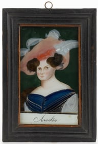 FOLK ART REVERSE-PAINTED DIMINUTIVE PORTRAIT