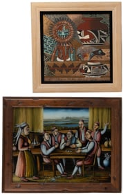 JAMES M. CAMBRIDGE (AMERICAN, B. 1954) "TAWA KACHINA" NAVAJO SAND PAINTING