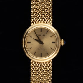 VINTAGE JAGUAR 14K YELLOW GOLD LADY'S WRIST WATCH