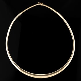 VINTAGE / CONTEMPORARY ITALIAN 14K YELLOW GOLD OMEGA CHOKER NECKLACE CHAIN