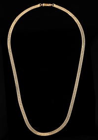 VINTAGE / CONTEMPORARY ITALIAN 14K YELLOW GOLD HERRINGBONE NECKLACE CHAIN