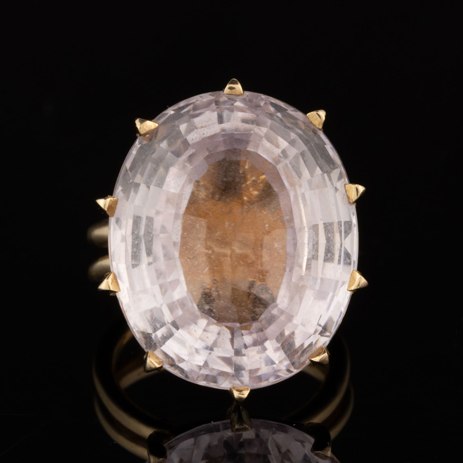 VINTAGE / CONTEMPORARY 14K-18K YELLOW GOLD AND APPROX. 24 CT. KUNZITE LADY'S RING (1 of 3)