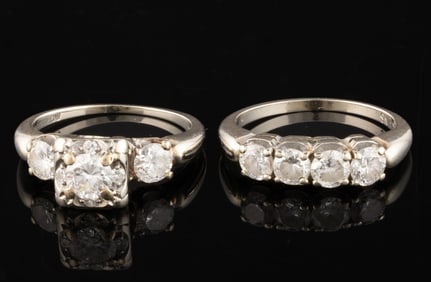 VINTAGE 14K WHITE GOLD AND DIAMOND LADY'S WEDDING SET