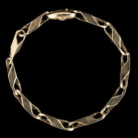 VINTAGE 10K YELLOW GOLD BARLEYCORN CHAIN BRACELET