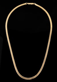VINTAGE / CONTEMPORARY 14K YELLOW GOLD HERRINGBONE NECKLACE CHAIN