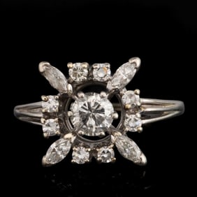 VINTAGE / CONTEMPORARY 14K WHITE GOLD AND DIAMOND LADY'S RING