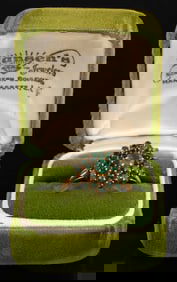 ANTIQUE / VINTAGE 14K-18K YELLOW GOLD AND EMERALD CLUSTER LADY'S RING