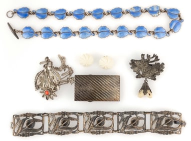 ANTIQUE / VINTAGE STERLING SILVER AND OTHER JEWELRY, LOT OF SEVEN PIECES