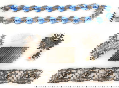 ANTIQUE / VINTAGE STERLING SILVER AND OTHER JEWELRY, LOT OF SEVEN PIECES: ANTIQUE / VINTAGE STERLING SILVER AND OTHER JEWELRY, LOT OF SEVEN PIECES, comprising three marked sterling pieces consisting of a necklace by Volmer Bahner & Co. of Copenhagen, Denmark (active 196