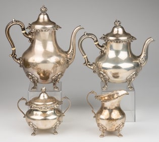 GORHAM "STRASBOURG" STERLING SILVER FOUR-PIECE COFFEE AND TEA SERVICE